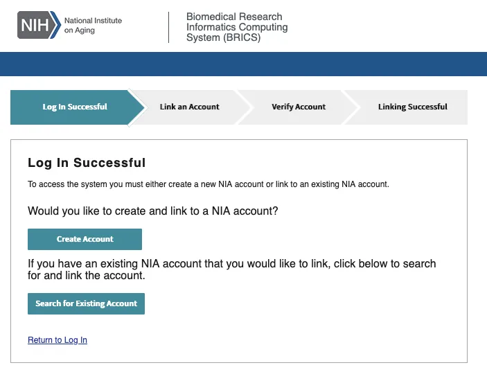 To access the system you must either create a new NIA account or link to an existing NIA account.